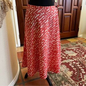 Chico's Coral and White Abstract-Print A-Line Skirt Size 1